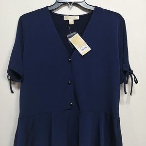 BNWT Michael Kors Women's Blouse Navy Blue Size Large